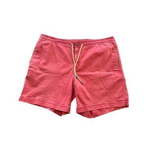 George Mens XL Red Drawstring Cotton Shorts Back Button Pockets Casual Fit